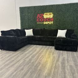 Black Sectional Couch - Free Delivery 