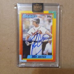 Topps Archives Dave Justice 1990 Topps Autographed  Card #d 52/70