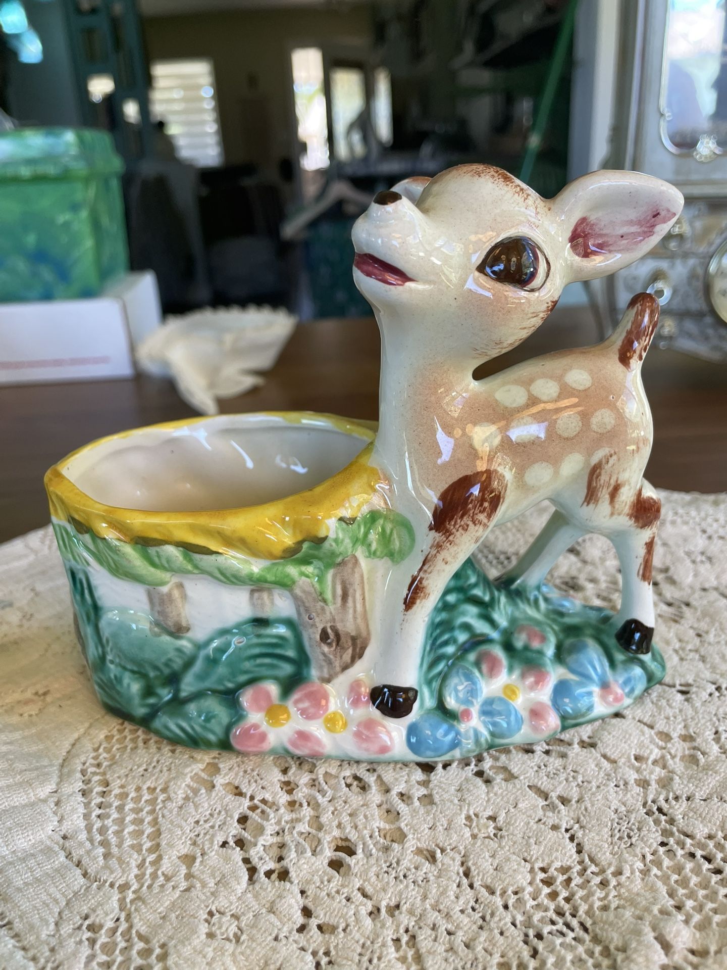Vintage Ceramic Deer Planter