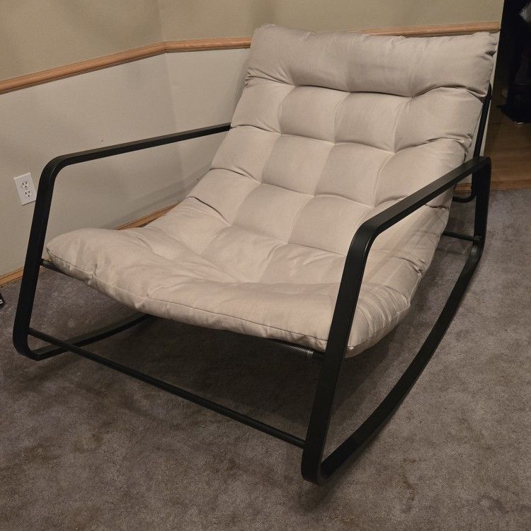 Linen Fabric Accent Rocking Recliner Chair