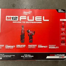 Milwaukee M12 Fuel 2-Tool Combo Kit Impact Driver Rachet