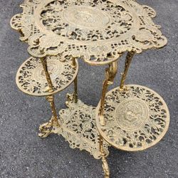 Vintage Victorian Style Cast Iron 3-Tier Plant Stand Pedestal Table