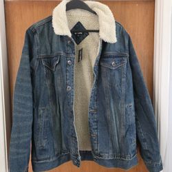 Men's Denim Jacket XL Blue Sherpa New
