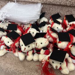 23pcs Hooded Bear Key Souvenir Gifts Graduation Cap Decoration Cars Toy Graduation Caps Decoration Plush Figure Toys Soft Toy Hanging Toy Plushies 