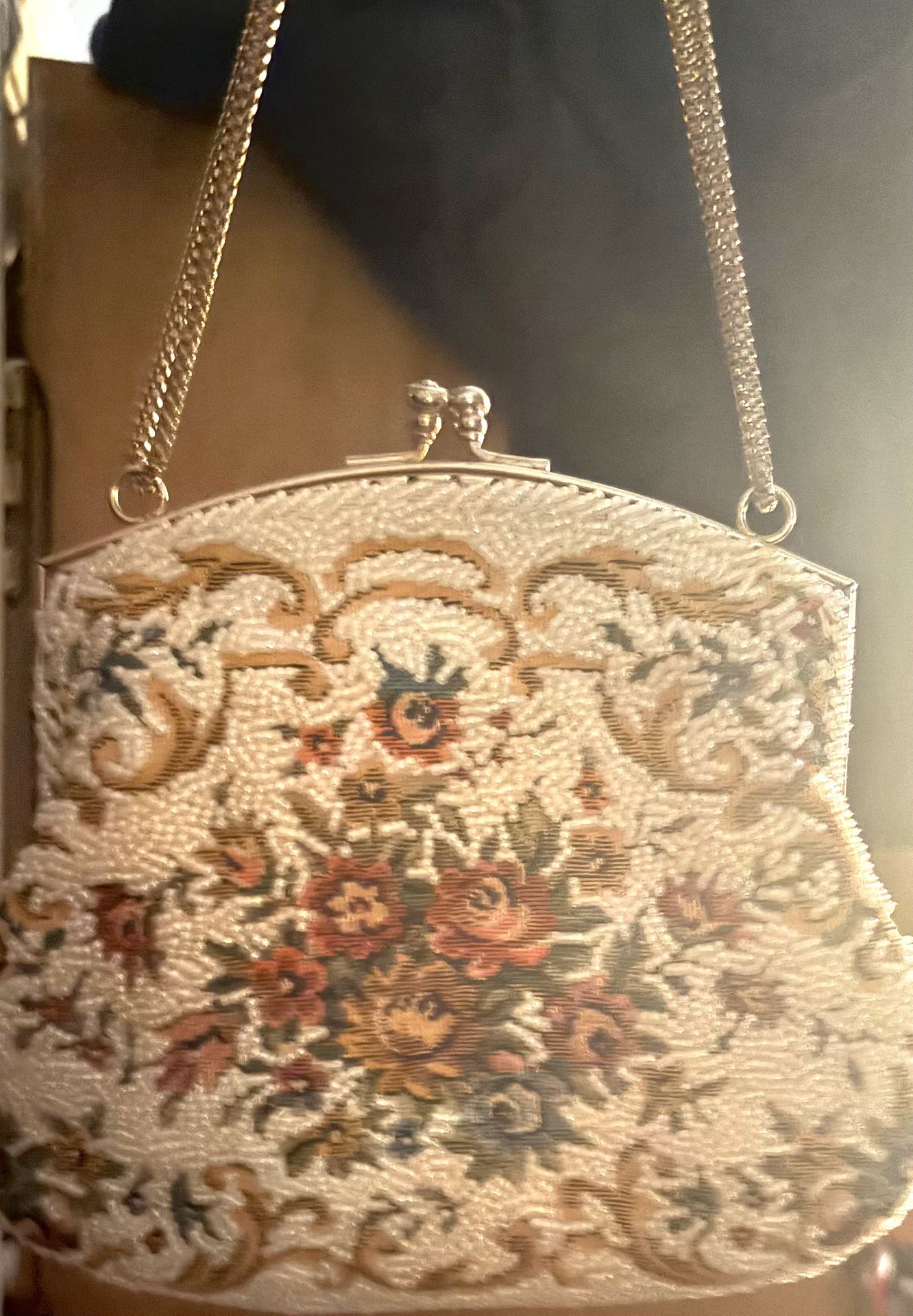 1960 Vintage Walborg Floral Tapestry Evening Bag