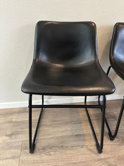 4 Black Faux Leather Dining Chairs_Brand New Unassembled