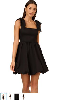 Adrianna Papell Black Tie Shoulder Bubble Dress