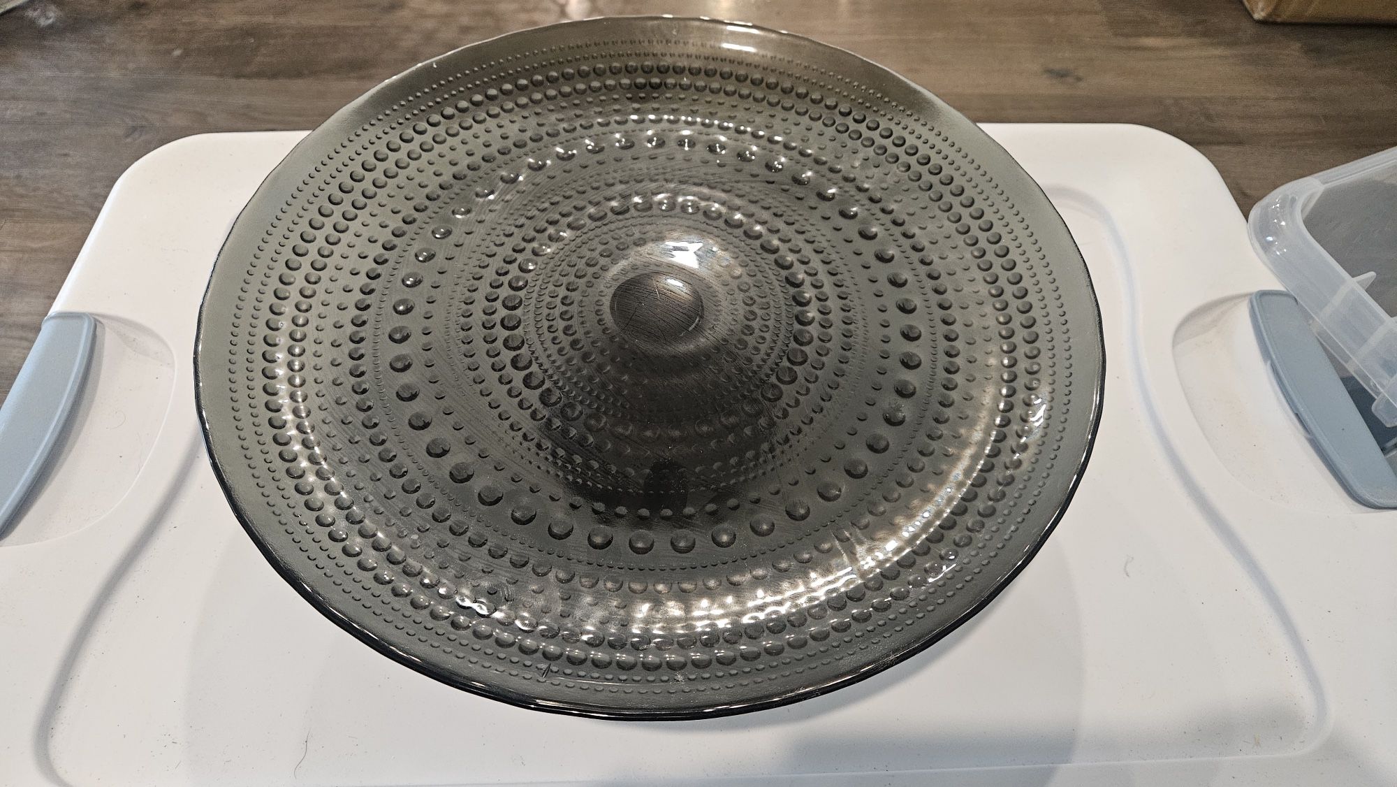 Large 13” Black Glass Fontessa Jupiter Cake Stand