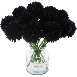 Tinsow 6 Pcs Faux Ball Chrysanthemum Bouquet Black Flowers for Home Halloween Party Fall Harvest Festival Decoration