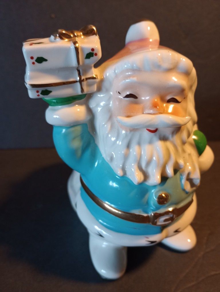 Japan Made Turquoise And White Santa 