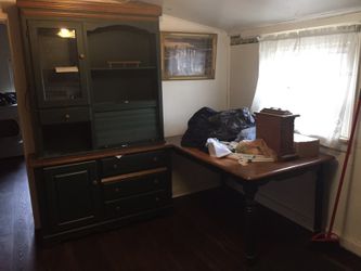 Dining set green and Oak 6 chairs