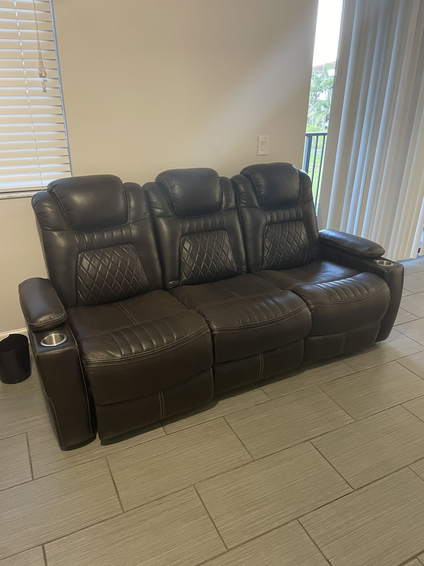 Leather Recliner Sofa Love Seat Powered