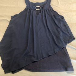 Women’s Navy Blue Asymmetrical Tank Top