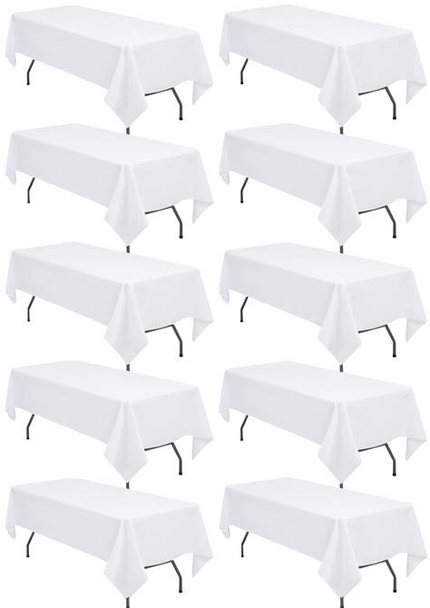 Set of 10 Ealuxe 60×126 White Polyester Tablecloths – Perfect for Events & Weddings