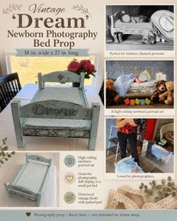 Vintage “Dream” Bed – Newborn Photography Prop / Pet or Doll Bed