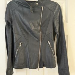 Massimo Dutti Genuine Leather Jacket – Soft Black Leather – Size M (Fits S)