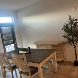 Wooden Dining Table With Chairs/ Bench & Console