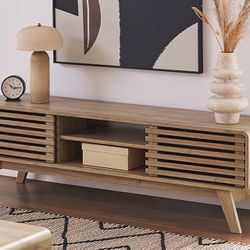 mopio Ensley TV Stand, Mid-Century Modern Television Stand for 55/60/65 inch TV, Farmhouse Entertainment Center with Storage, Media Console Credenza T