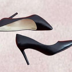 NINE WEST LEATHER, HIGH HEEL'S SHOE(3.5"). SIZE: 9M. GOOD CONDITION.