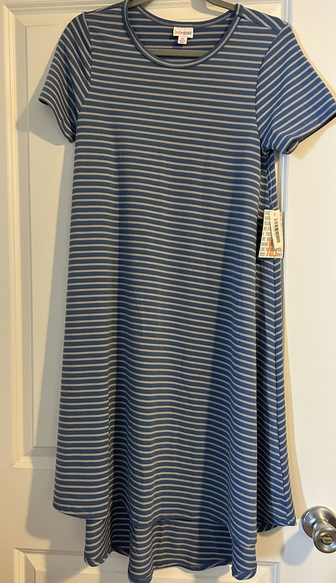 LuLaRoe XS Carly Dress (blue/grey) New With Tags