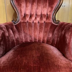 Victorian mahogany & Velvet Highback 