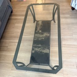 Rectangular Glass Coffee Table with Metal Frame  