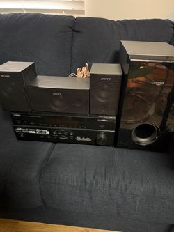 Yamaha AV Receiver with Sony Speakers and Subwoofer