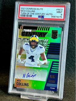 2021 Donruss Elite 🔥 Nico Collins 🔥 Turn Of The Century Rookie Auto 61/199 PSA 9 Mint 💎 Pop 1 - Houston Texans