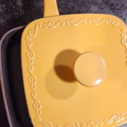 Yellow cast Iron Skillet