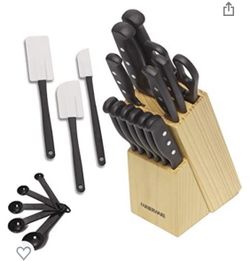 4.4 out of 5 stars21,064 Reviews Farberware 22-Piece Never Needs Sharpening Triple Rivet High-Carbon Stainless Steel Knife Block and Kitchen Tool Set,