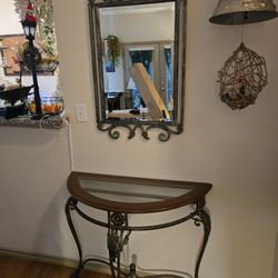 Half Moon Glass Table And Mirror
