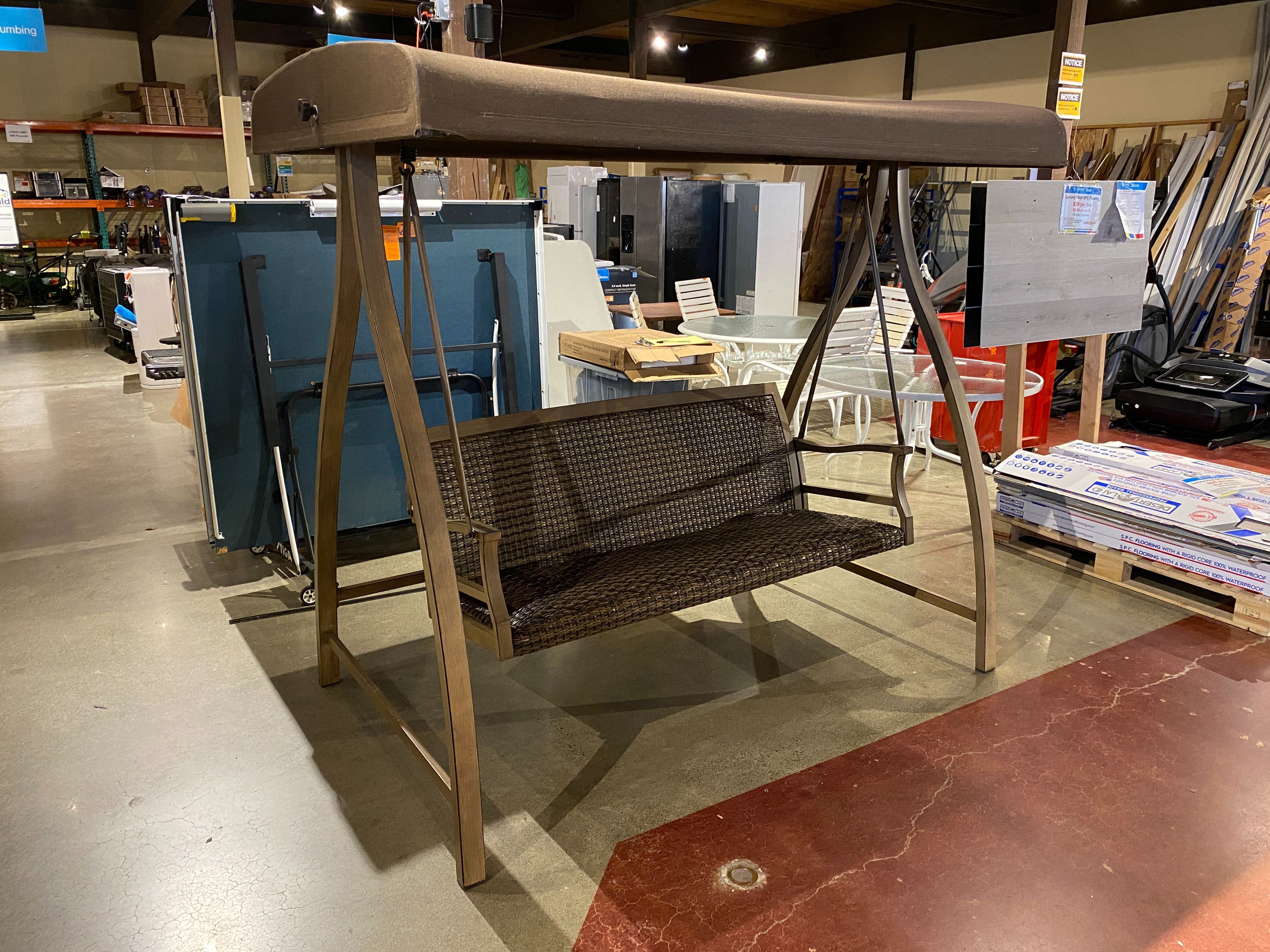 Outdoor Patio Swing With Fabric Canopy