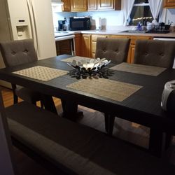Dining Room Table Four Chairs And A Bench Good Condition. 420. OBO