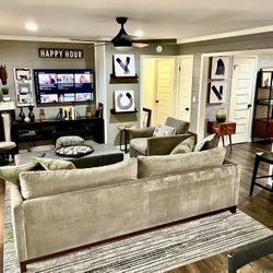 Beautiful Sofa and Chair (Gray/Taupe)