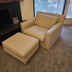 Leather Chair And  Ottoman