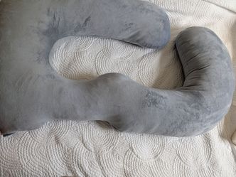 Gray Velvet C Shaped Pregnancy Body Pillow Maternity Support