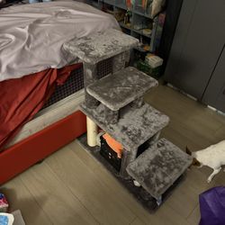 Cat / Dog Fleece Covered 4 Level Pet Stairs