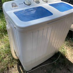 Electric washing machine  Giantex Portable Mini Compact Twin Tub Washing Machine 20lbs Washer Spain Spinner Portable Washing Machine, Blue+ White