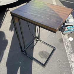 Side Table With Outlet And USB Plugs