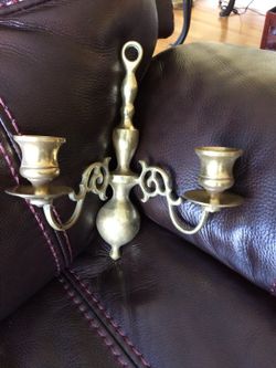2 Wall mounted brass candle holders