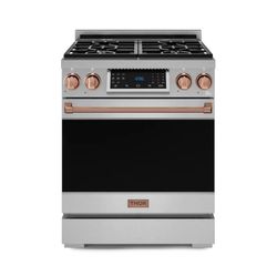 Gordon Ramsay Series 30 Inch Professional Gas Range with Tilt Panel Touch Control in Stainless Steel/Rose Gold