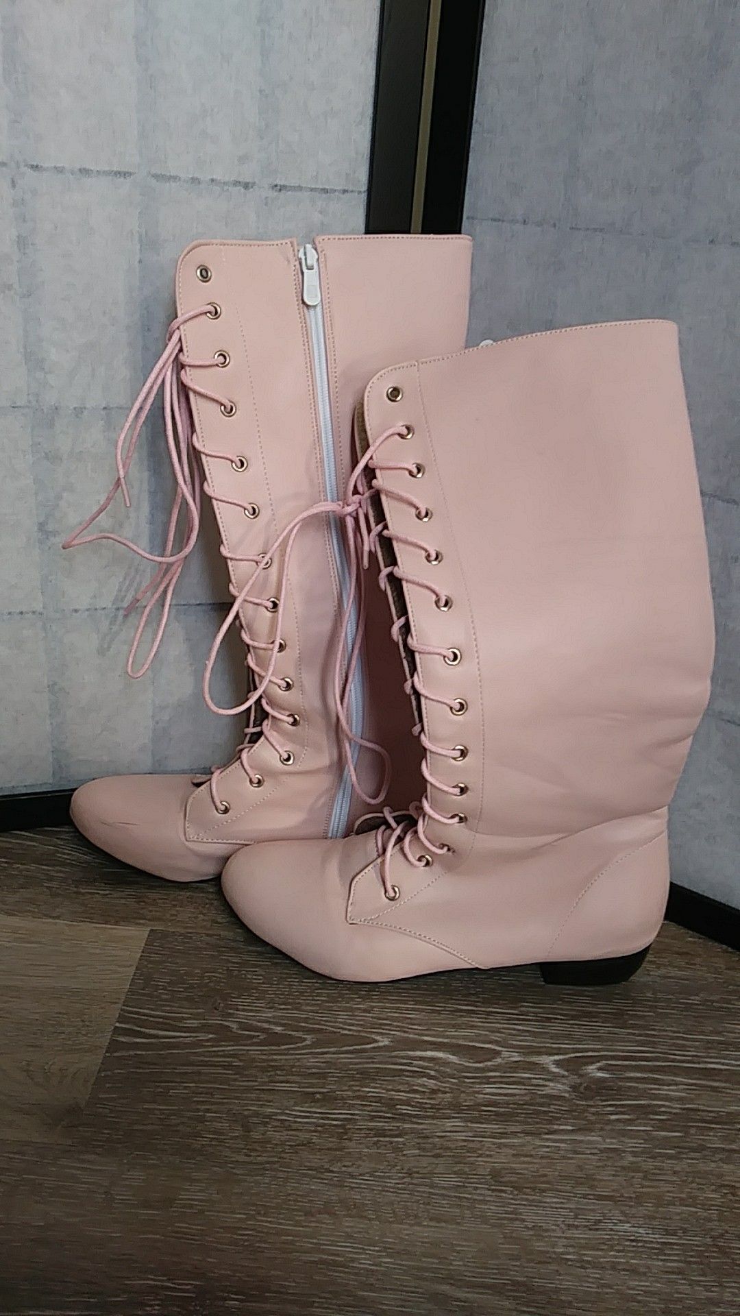 Pink knee high boots 8 to 81/2