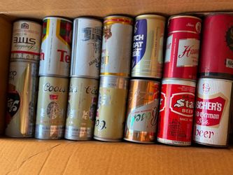 3 boxes of empty beers cans- all vintage