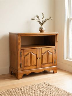 Solid Wood Cabinet with Open Shelf
