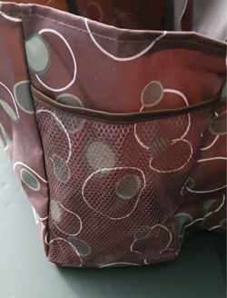 Brown Fabric Tote Bag with Mesh Pocket