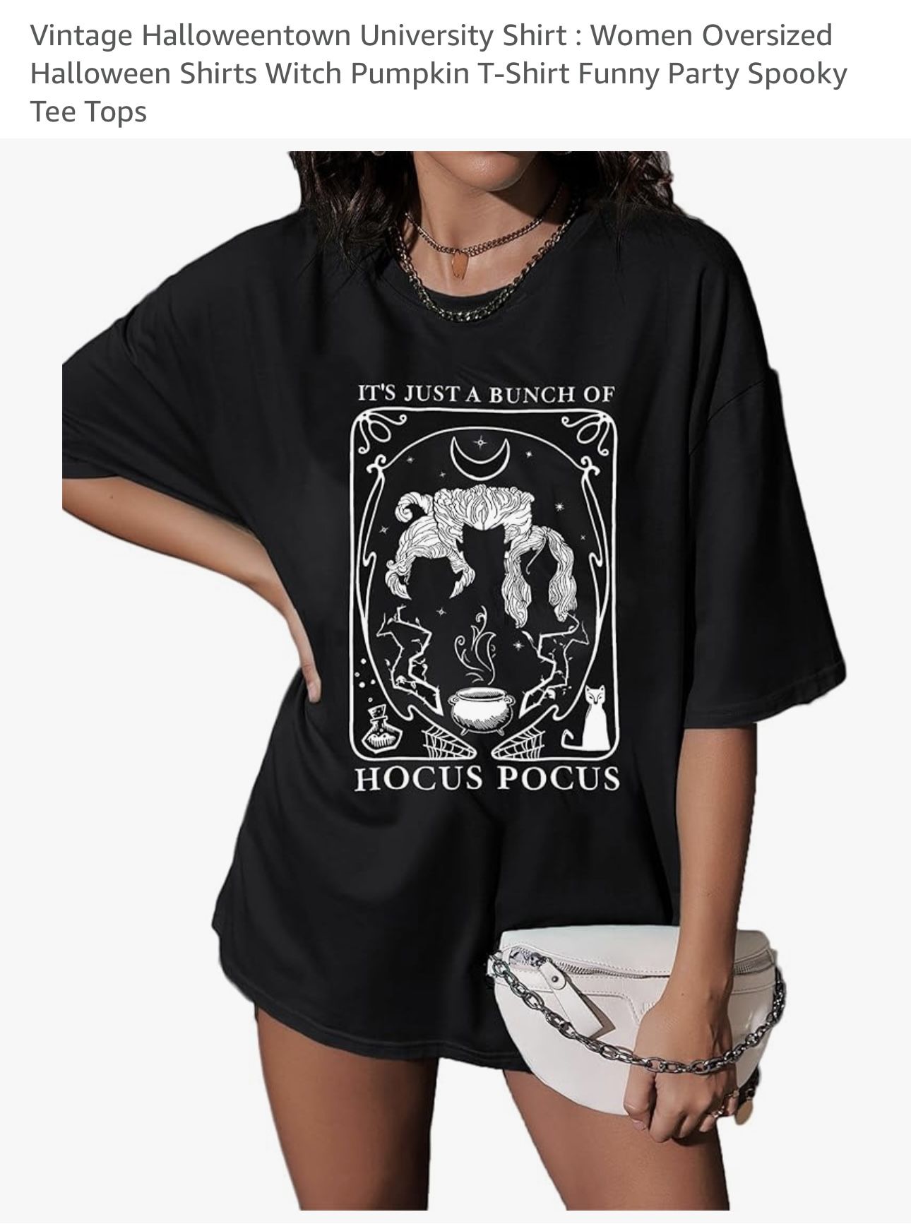 Vintage Halloweentown University Shirt: Women Oversized Halloween Shirts Witch Pumpkin T-Shirt Funny Party Spooky Tee Tops IT'S JUST A BUNCH