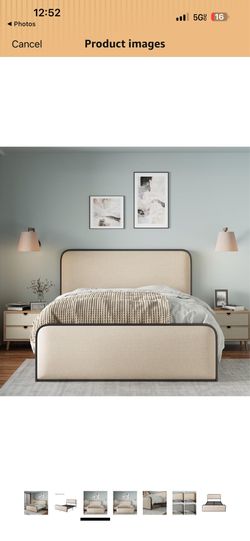 Queen size metal. And upholstered headboard and footboard