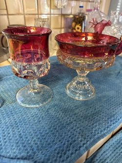 Kings Crown Ruby - Goblet and Compote Set