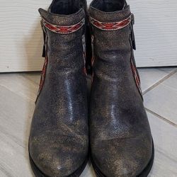Corral Distressed Black Fringe Ankle Booties