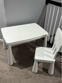 White kids table and chair